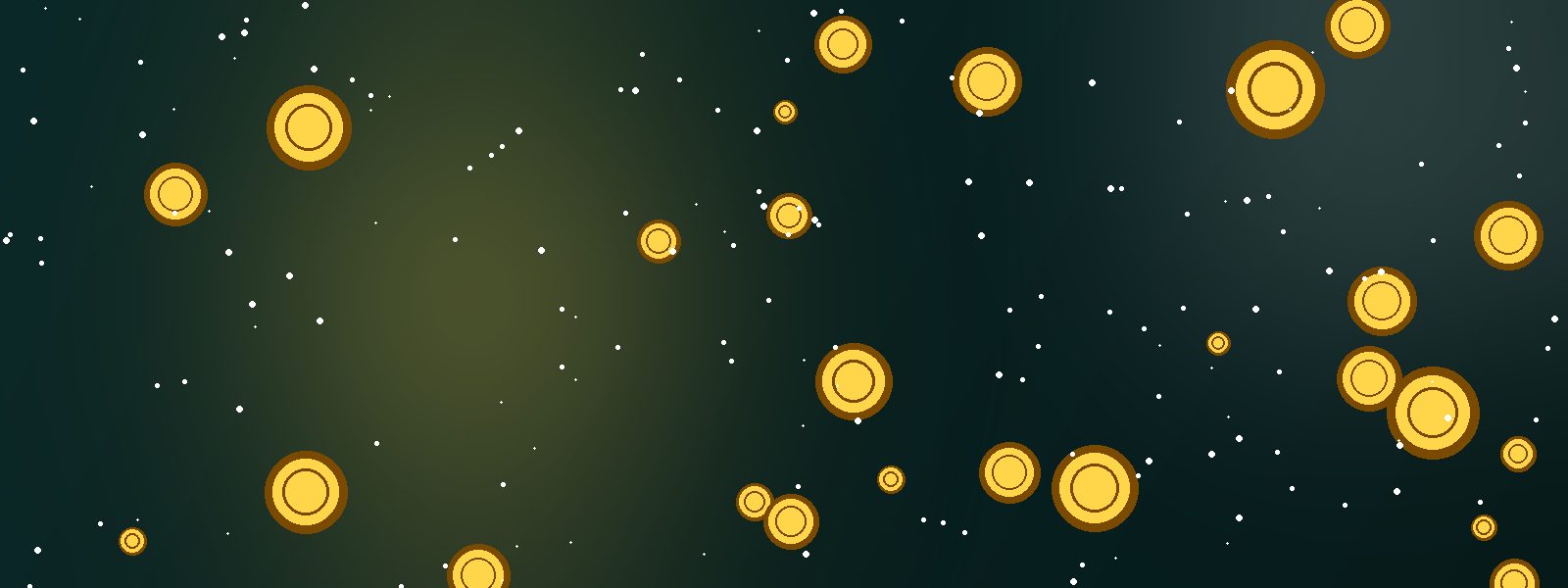 Golden coins on a neon background